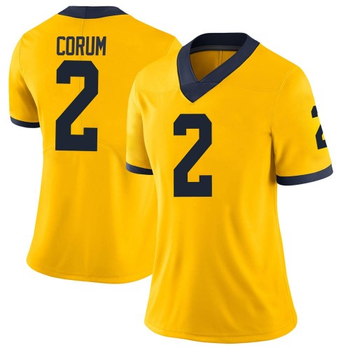 Blake Corum Michigan Wolverines Women's NCAA #2 Maize Limited Brand Jordan College Stitched Football Jersey KDY3754WV